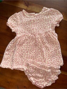 Pink Leopard Print Baby Girls Matching Set - Dress & Bloomers